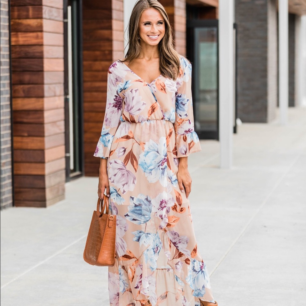 Pink Lily Heart Full of Wonder Beige Maxi